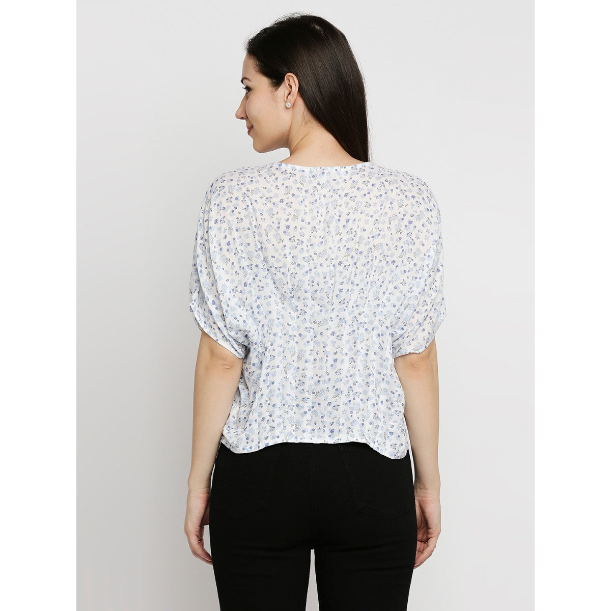 Mantra blue v neck crop-top