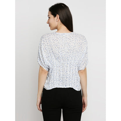 Mantra blue v neck crop-top