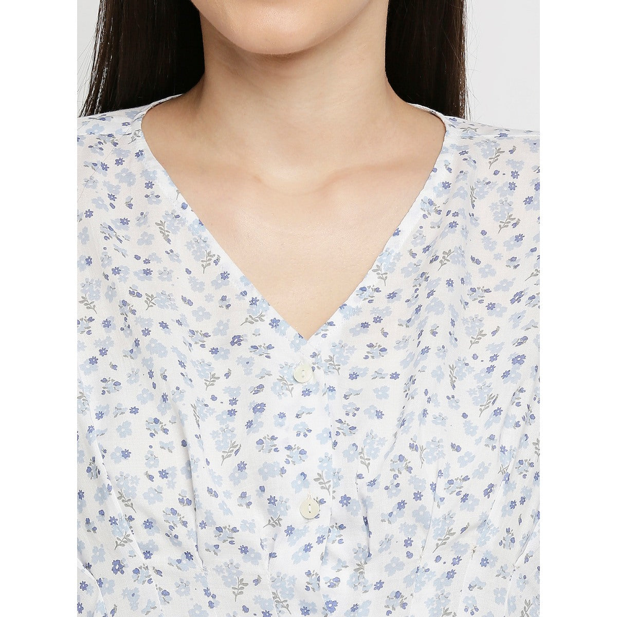 Mantra blue v neck crop-top