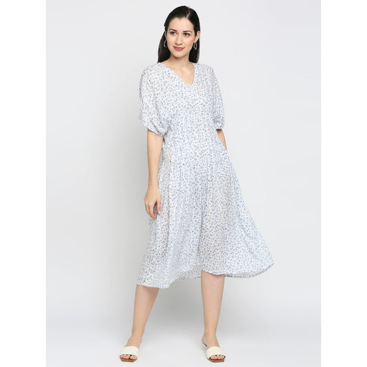 Mantra blue nipped waist dress