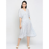 Mantra blue nipped waist dress