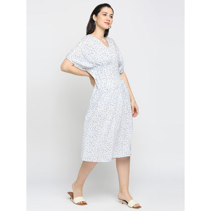 Mantra blue nipped waist dress