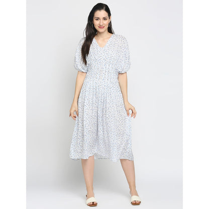 Mantra blue nipped waist dress