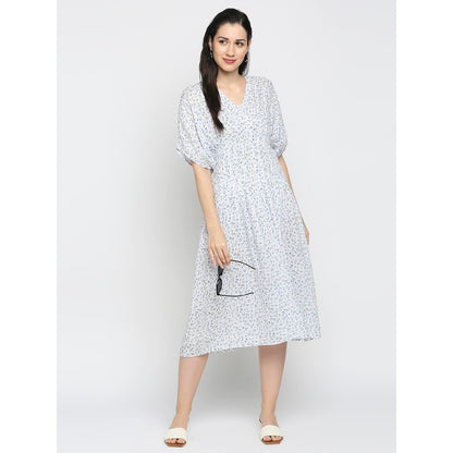 Mantra blue nipped waist dress