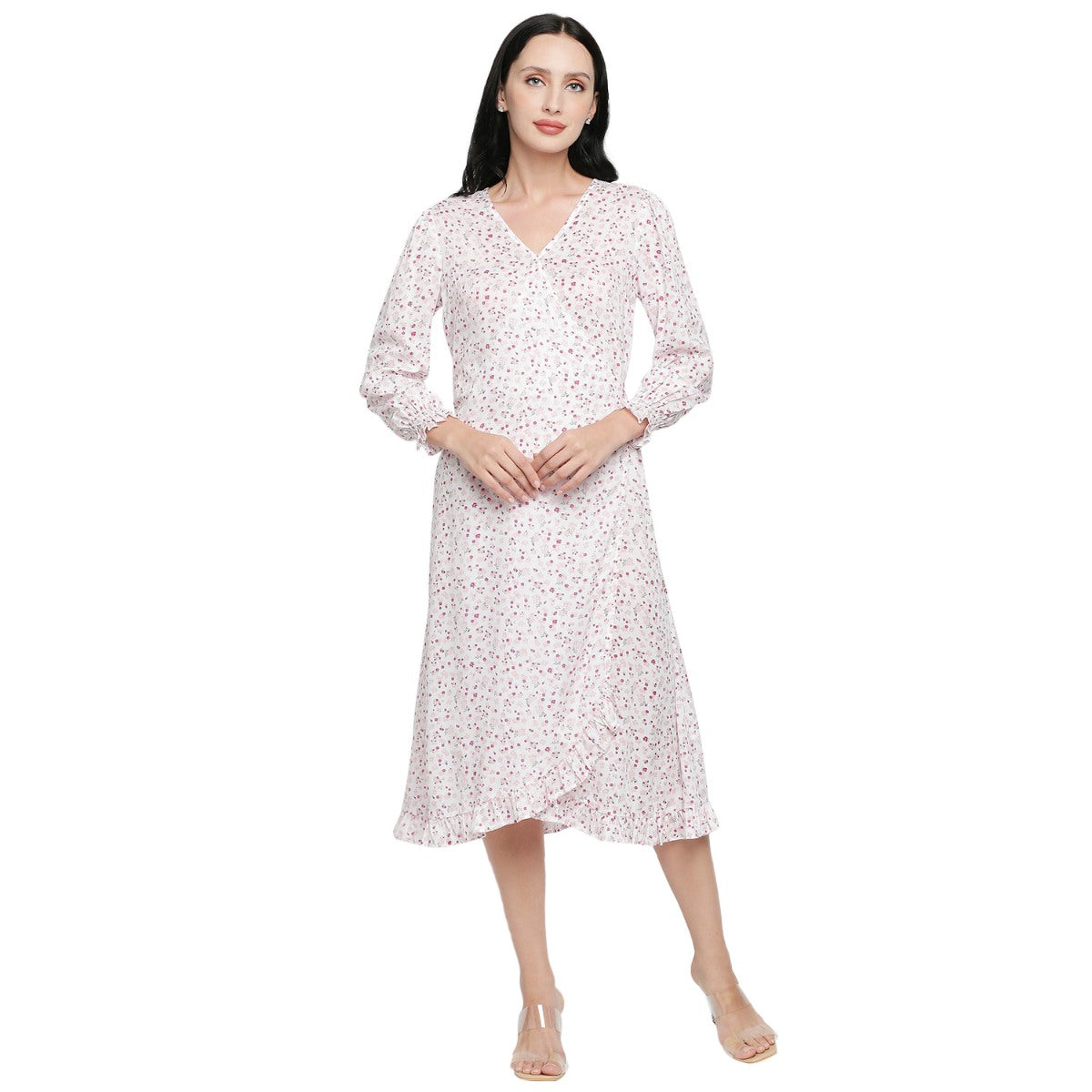 Mantra pink wrap-over front dress