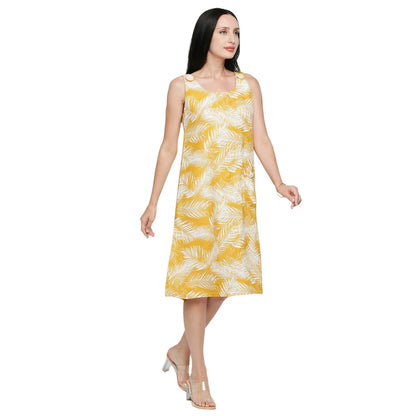 Mantra yellow printed A line dress