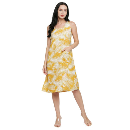 Mantra yellow printed A line dress