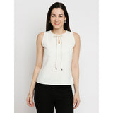 Mantra white solid halter neck top