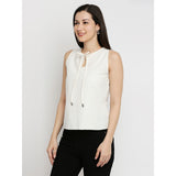 Mantra white solid halter neck top