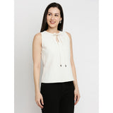 Mantra white solid halter neck top