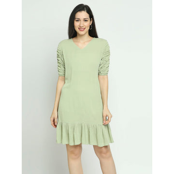 Mantra green elasticated sleeved dress