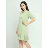 Mantra green elasticated sleeved dress