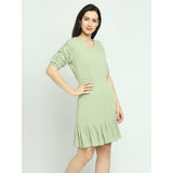 Mantra green elasticated sleeved dress