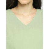 Mantra green elasticated sleeved dress