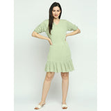 Mantra green elasticated sleeved dress