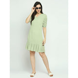 Mantra green elasticated sleeved dress