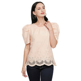 Mantra peach hakoba top / Cutwork top