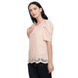 Mantra peach hakoba top / Cutwork top