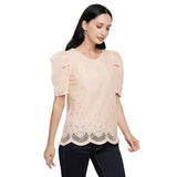 Mantra peach hakoba top / Cutwork top