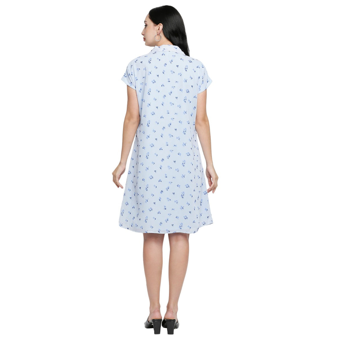 Mantra blue neck tie up dress
