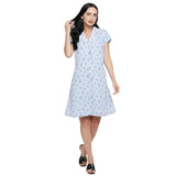 Mantra blue neck tie up dress