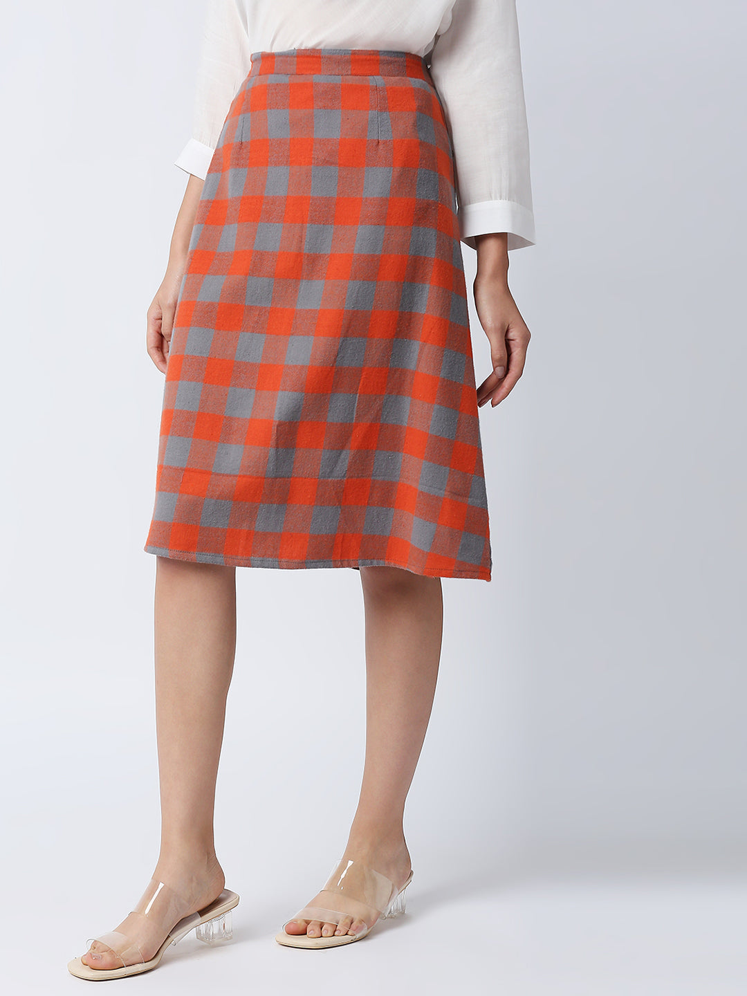 Mantra checkered A-line skirt