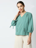 Mantra buttoned hem slit top