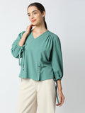 Mantra buttoned hem slit top