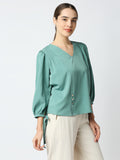 Mantra buttoned hem slit top