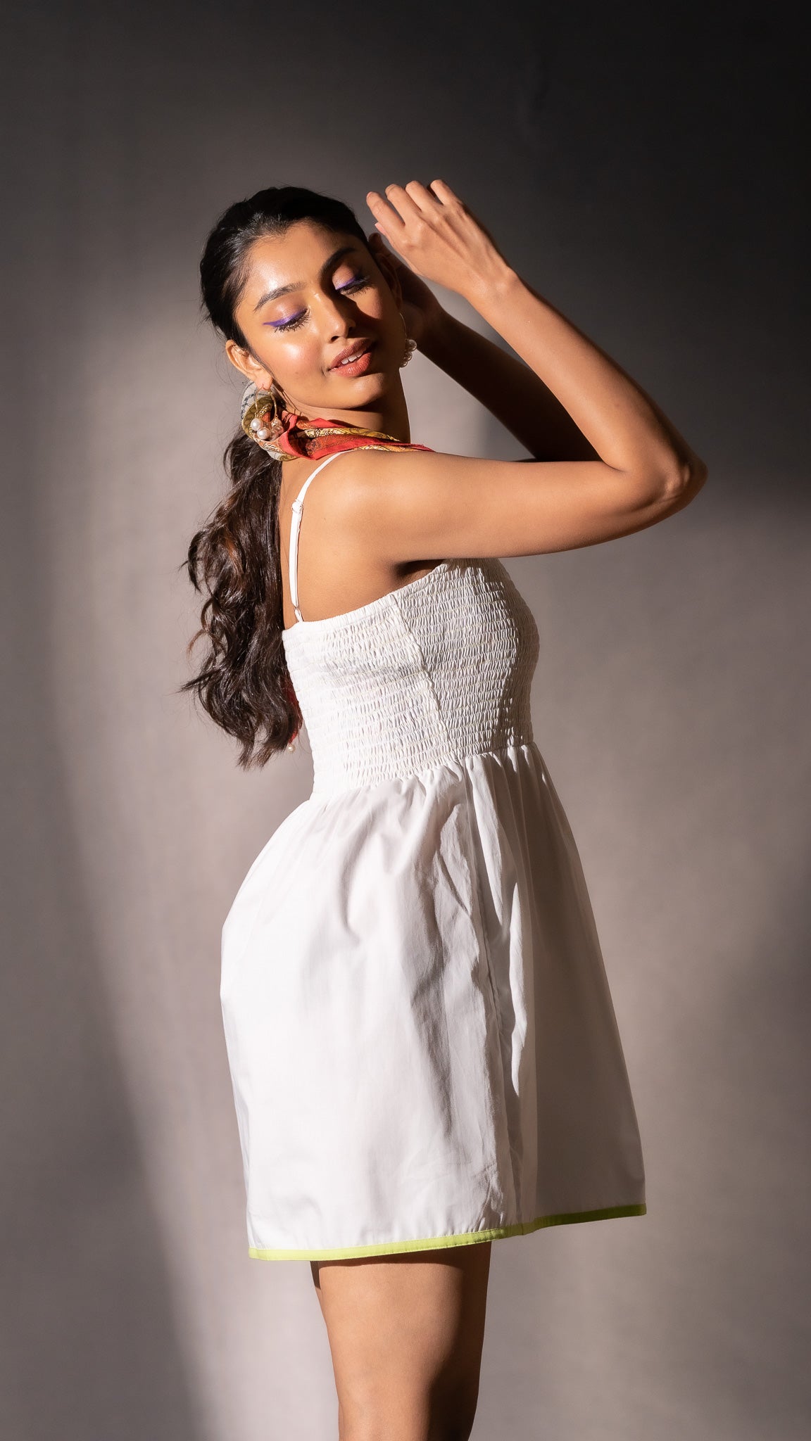 Mantra White Solid Short Dress