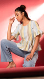 Mantra Blue Striped Peplum Top